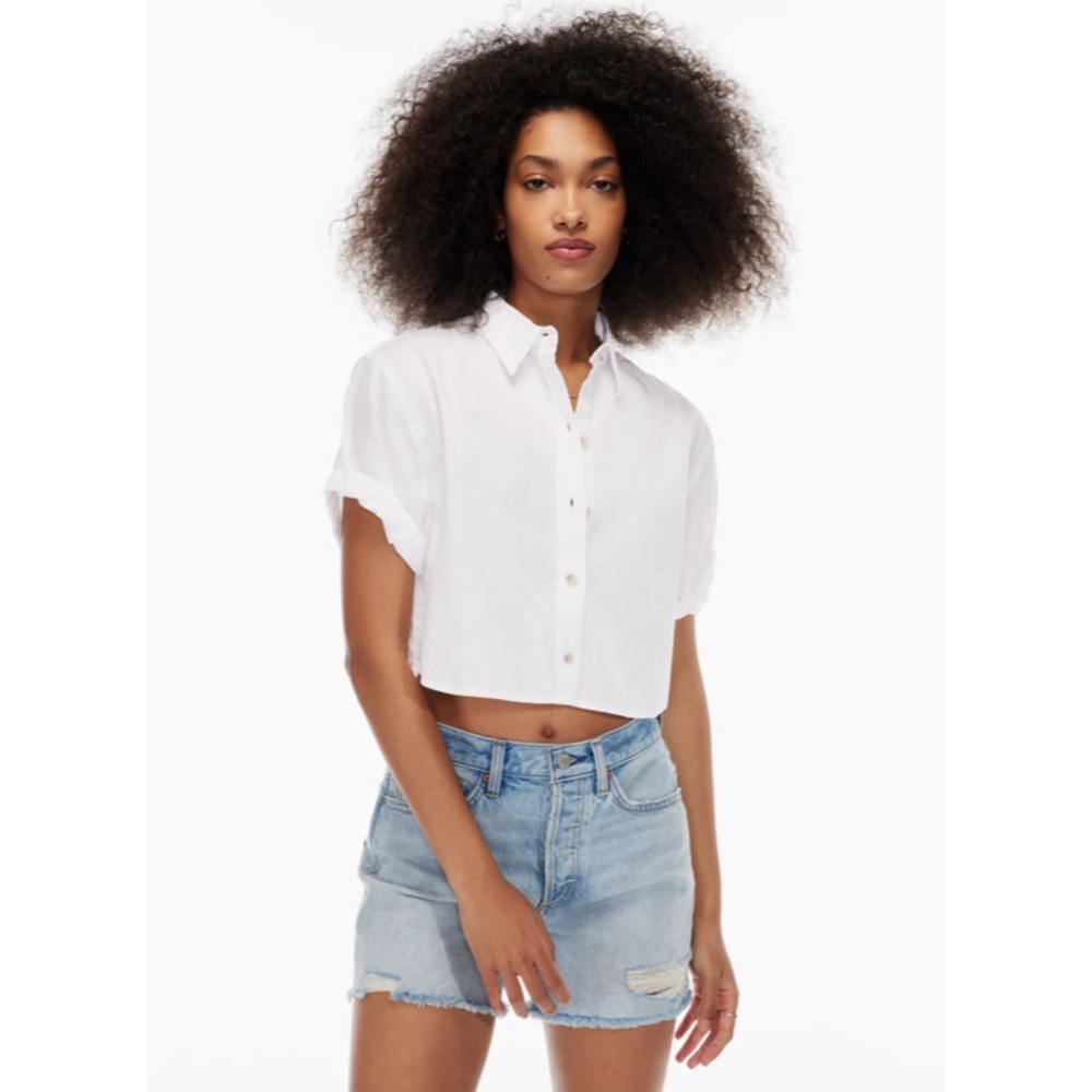 🆕 Aritzia Denim Forum The Jane Cropped Shirt in White